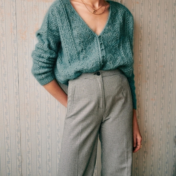 Nwt! Sezane martin trousers high waisted pied de poule - Picture 2 of 10